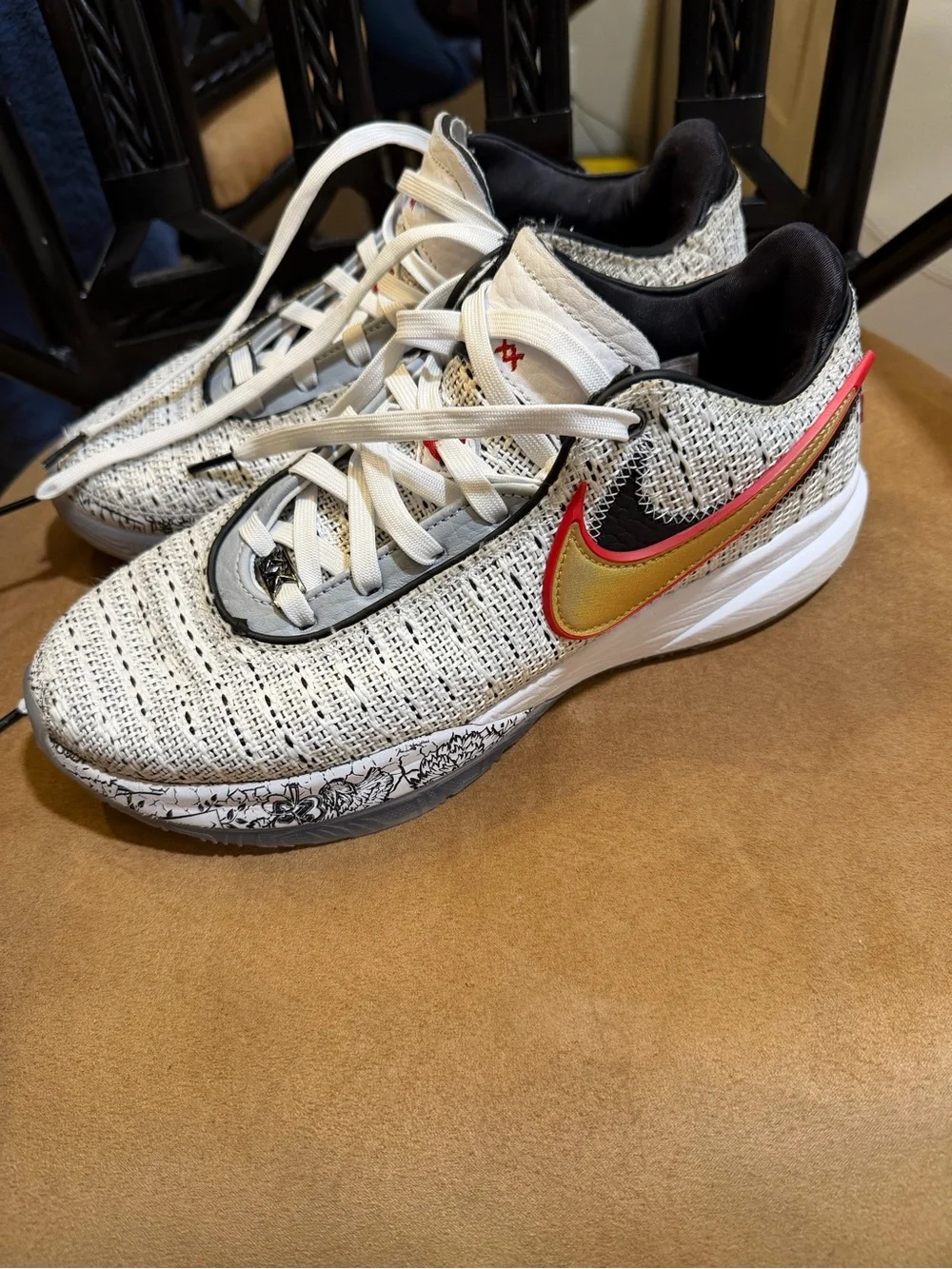 Nike LeBron 20XX White Knit Men's Sneakers with Red Accent